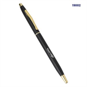 Black Metal Executive Pen with Gold Trim & Custom Branding