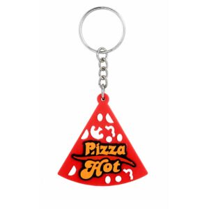 Silicone Pizza Slice Promotional Keychain